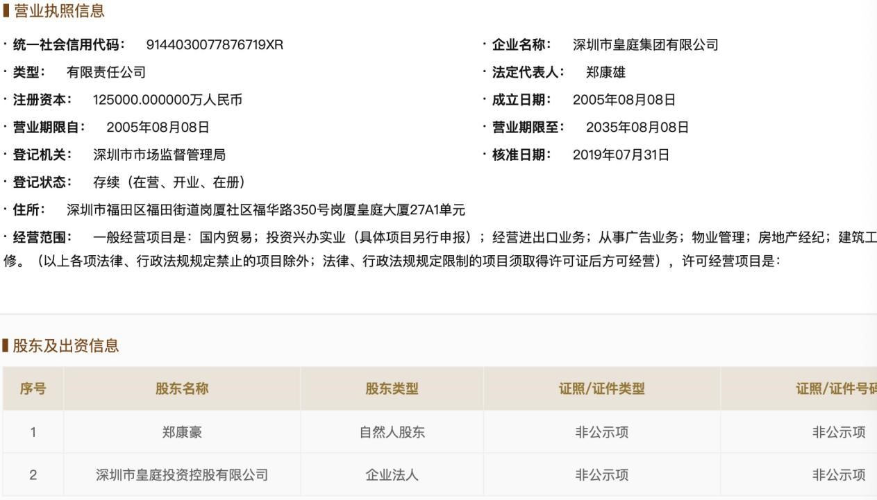 皇庭集团退出重庆皇庭珠宝公司 部分股权已出质予中植系 潮商资讯 图2张