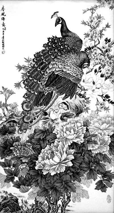 花艳禽美 春意盎然——工笔花鸟瓷板画《春风得意》欣赏 文化习俗 图1张