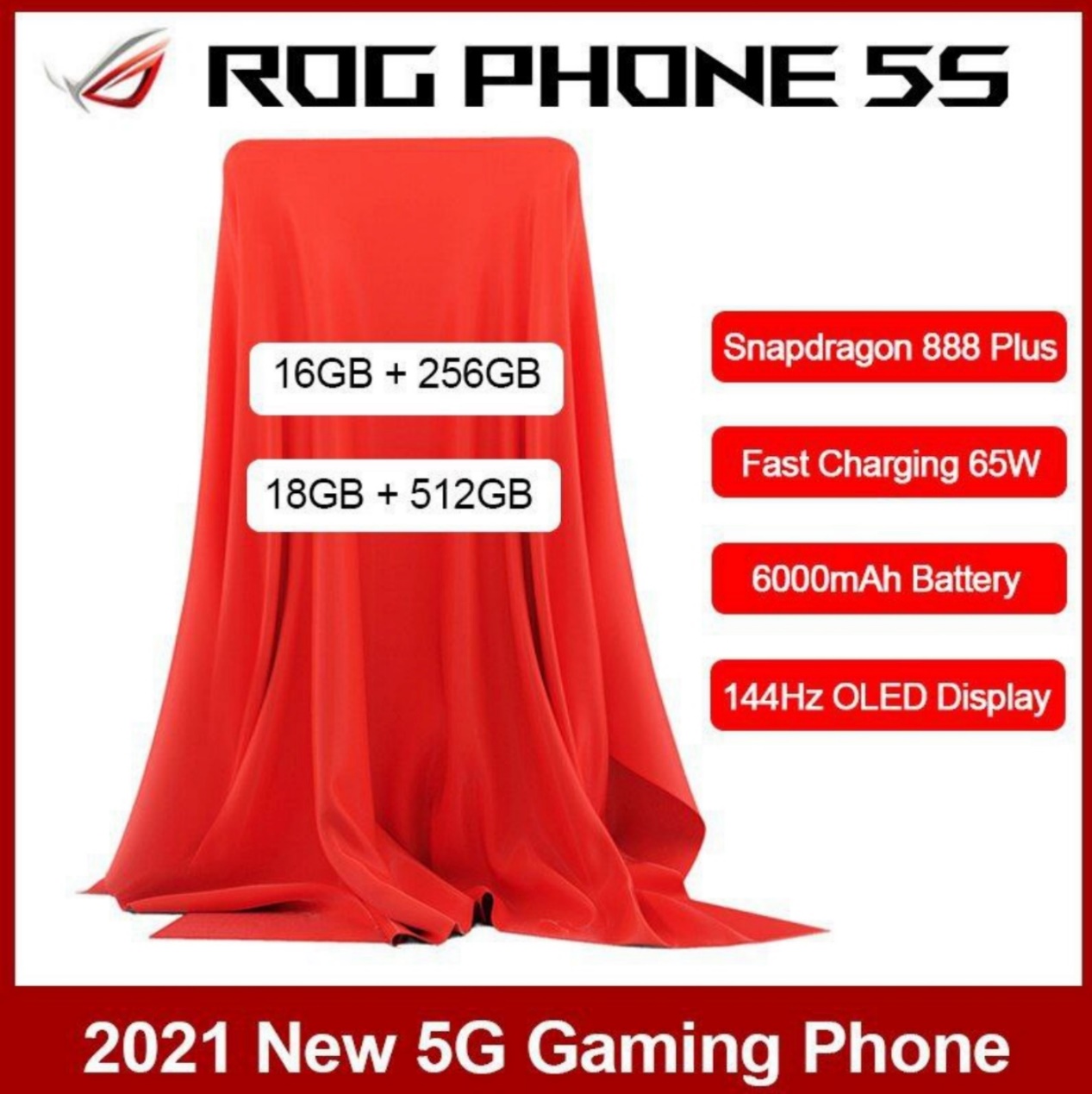 传华硕将在 8/16 发表最新电竞手机‘ ROG Phone 5S ’ 搭载高通 S888+ 处理器，最高配置 18GB RAM